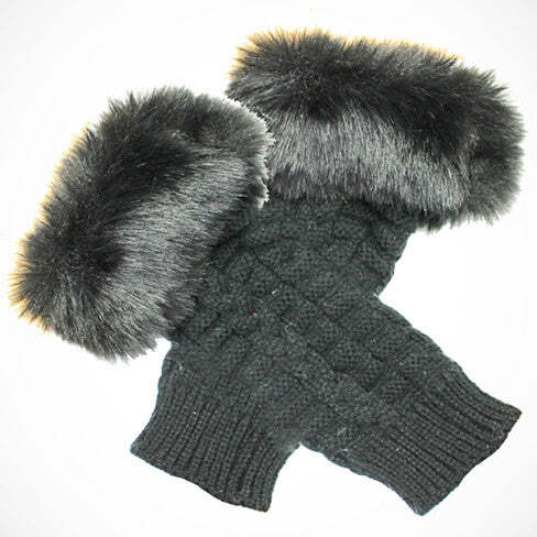 Ice Grey Faux Fur Gloves – Pretty Warmers for Winter