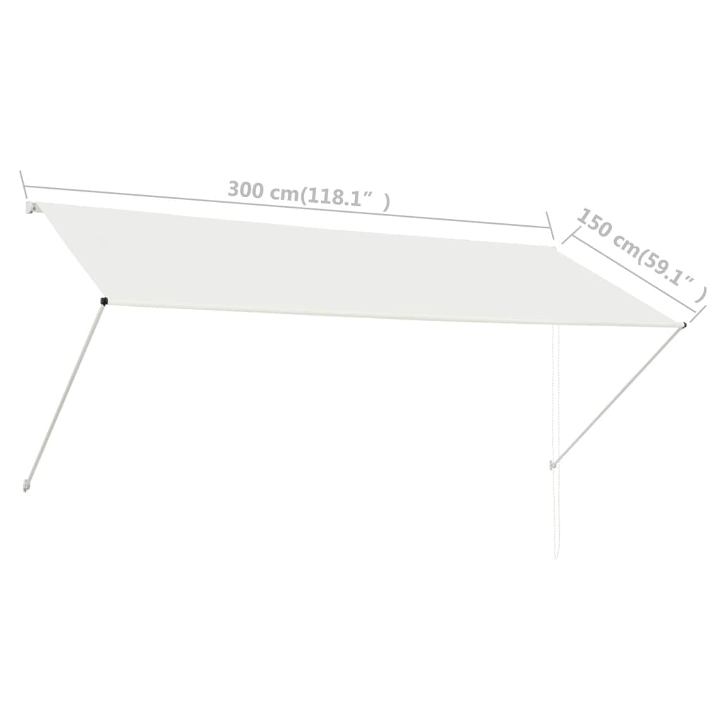 vidaXL Retractable Awning 118.1"x59.1" Cream