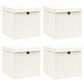 vidaXL Storage Boxes with Lids 4 pcs White 12.6"x12.6"x12.6" Fabric