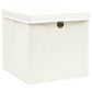 vidaXL Storage Boxes with Lids 4 pcs White 12.6"x12.6"x12.6" Fabric