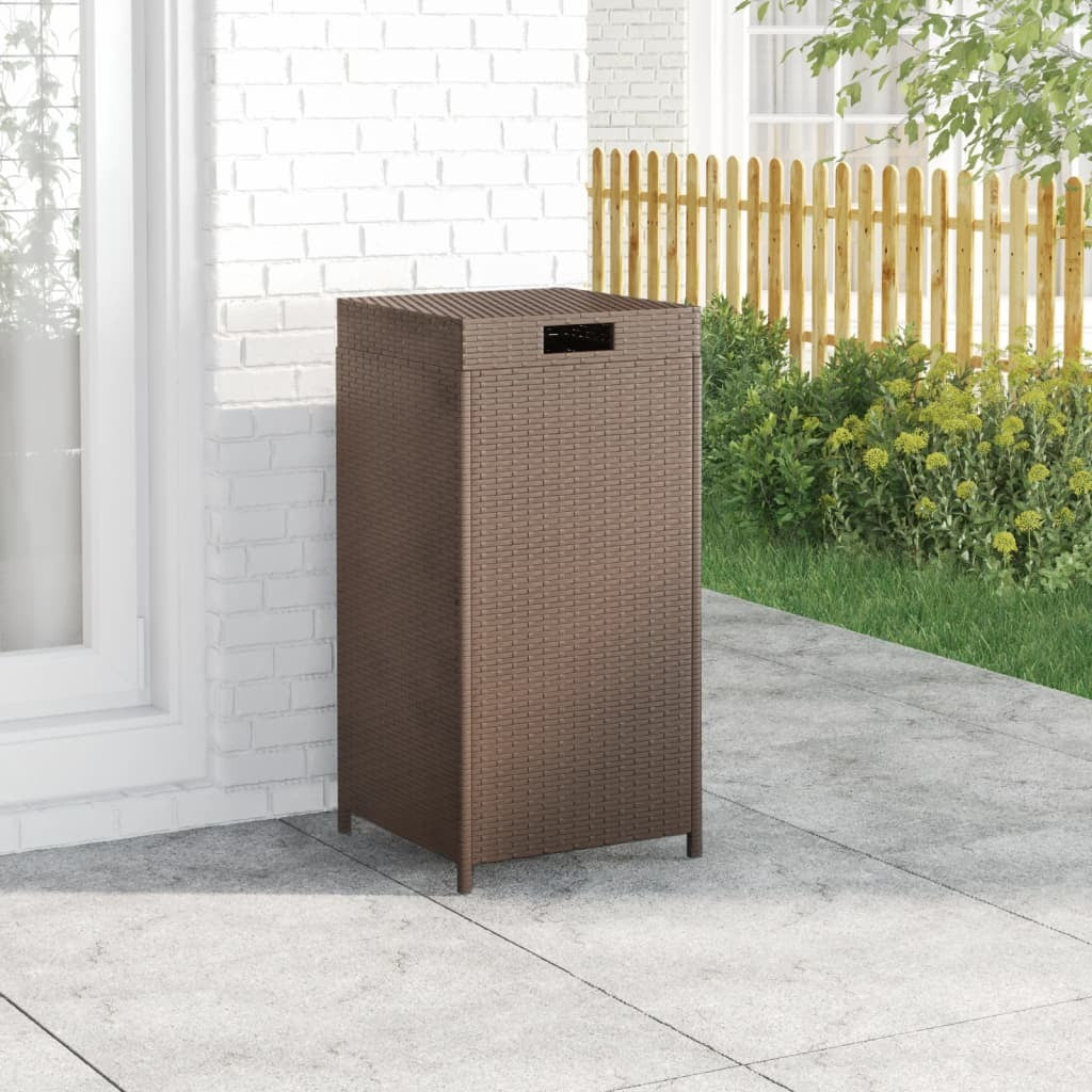 vidaXL Trash Bin Brown 15.7"x15.7"x31.5" Poly Rattan