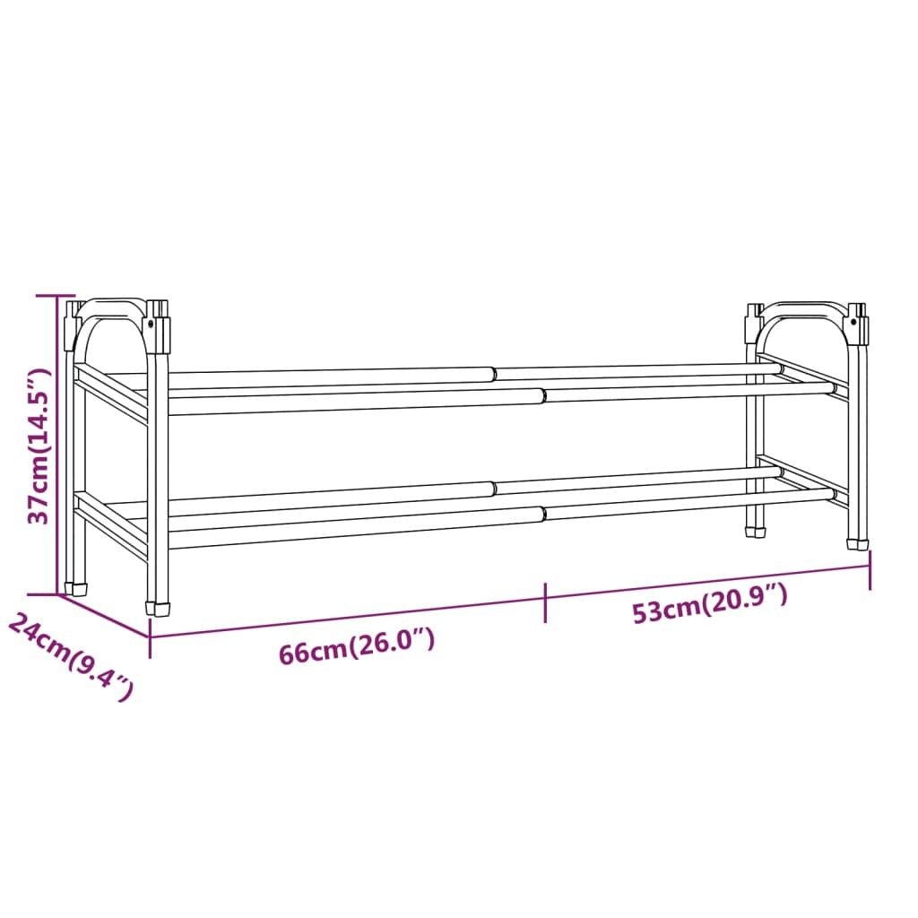 vidaXL Extendable Shoe Rack with 2 Shelves 46.9"x9.4"x14.6"