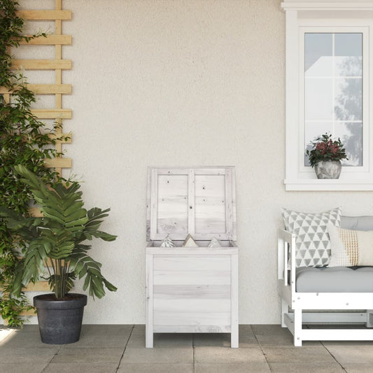 vidaXL Patio Storage Box White 19.7"x19.3"x22.2" Solid Wood Fir