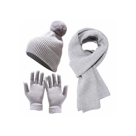 Color: GRAY - Cozy Winter 3 In 1 Scarf, Beany And Gloves Set