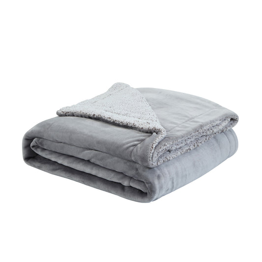 Light Gray Polyester Knitted Throw Blanket – Solid, Cozy, and Stylish