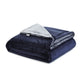 Navy Blue Knitted PolYester Solid Color Plush Queen Blanket