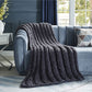 Dark Slate Gray Polyester Knitted Throw Blanket – Solid, Cozy, and Stylish