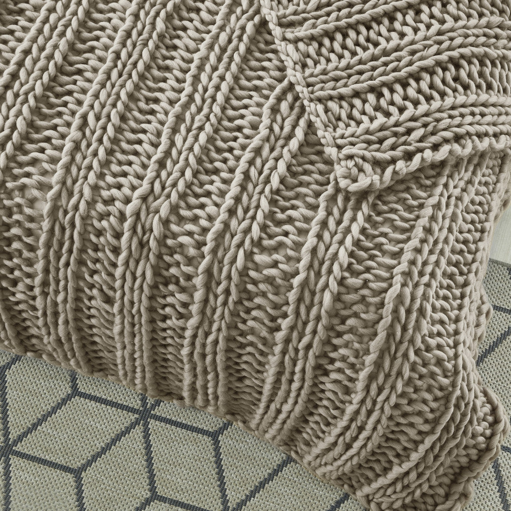 Taupe Polyester Knitted Throw Blanket – Solid, Cozy, and Stylish