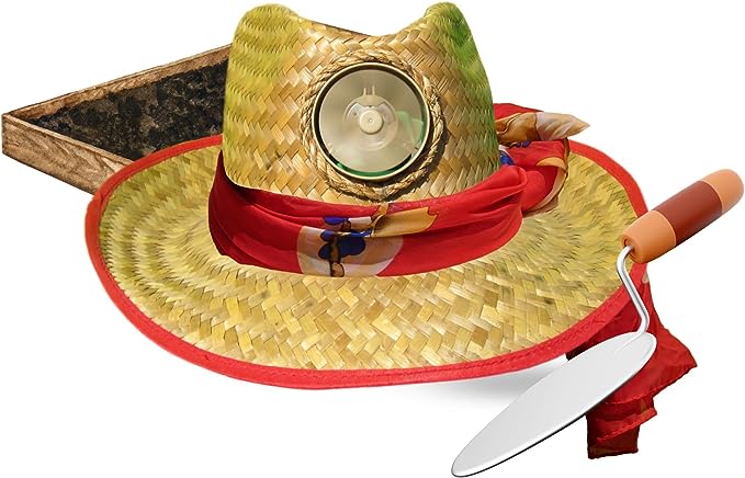 Lady's Brown Fedora Red Under with Scarf Solar Hat - Sun Hat with Fan, One Size