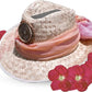 Lady's Natural Fedora Pink Under with Scarf Solar Hat - Sun Hat with Fan, One Size