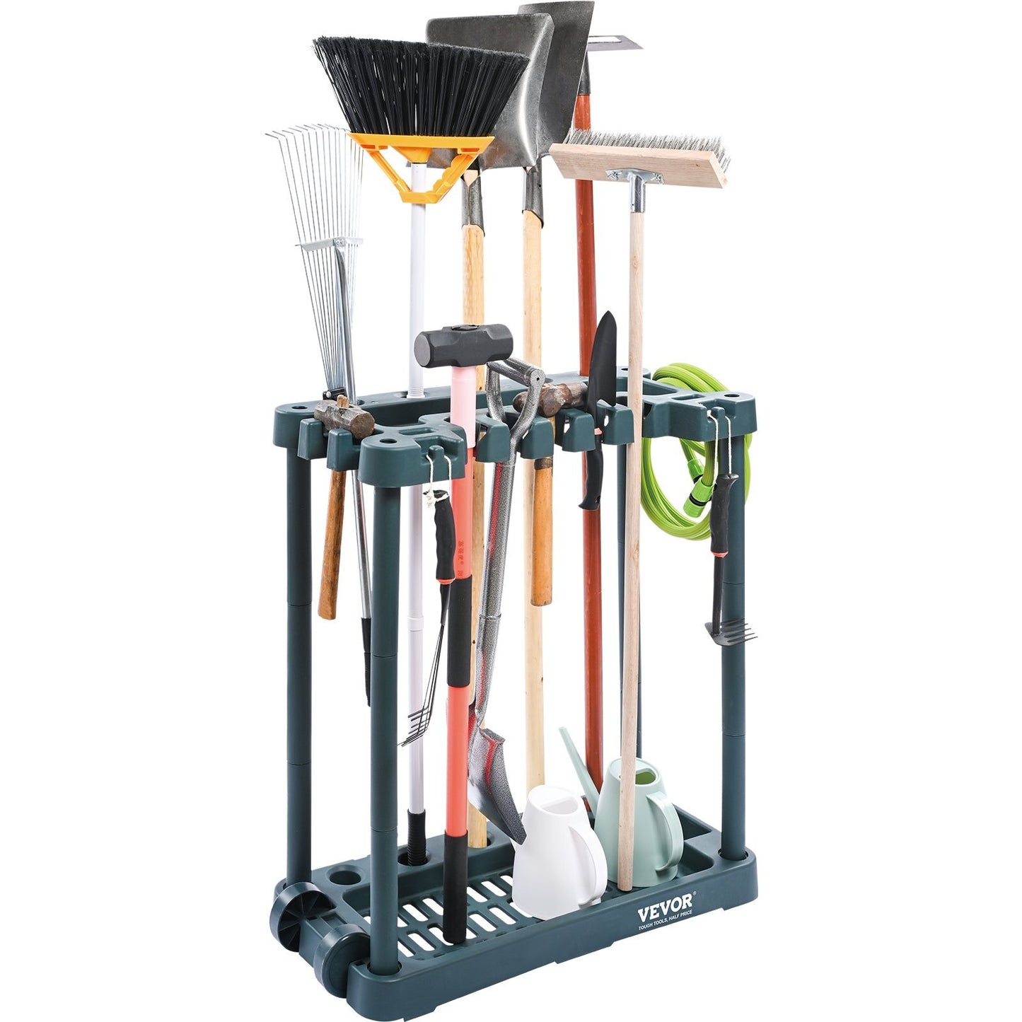 VEVOR Garden Tool Organizer, 10 Slots, Yard Tool Tower Rack for Garage Organization and Storage, Hold Long-Handled Tool/Rake/Broom/Shovel, PP Garden Tool Stand Holder Organizer for Yard, Shed, Outdoor