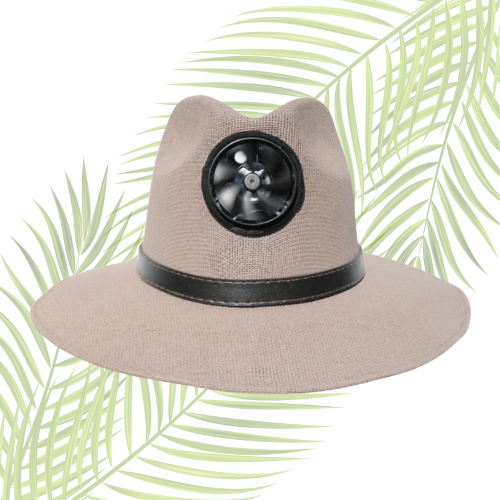 Men's Taupe Cabana with Black Band Solar Hat - Sun Hat with Fan, One Size