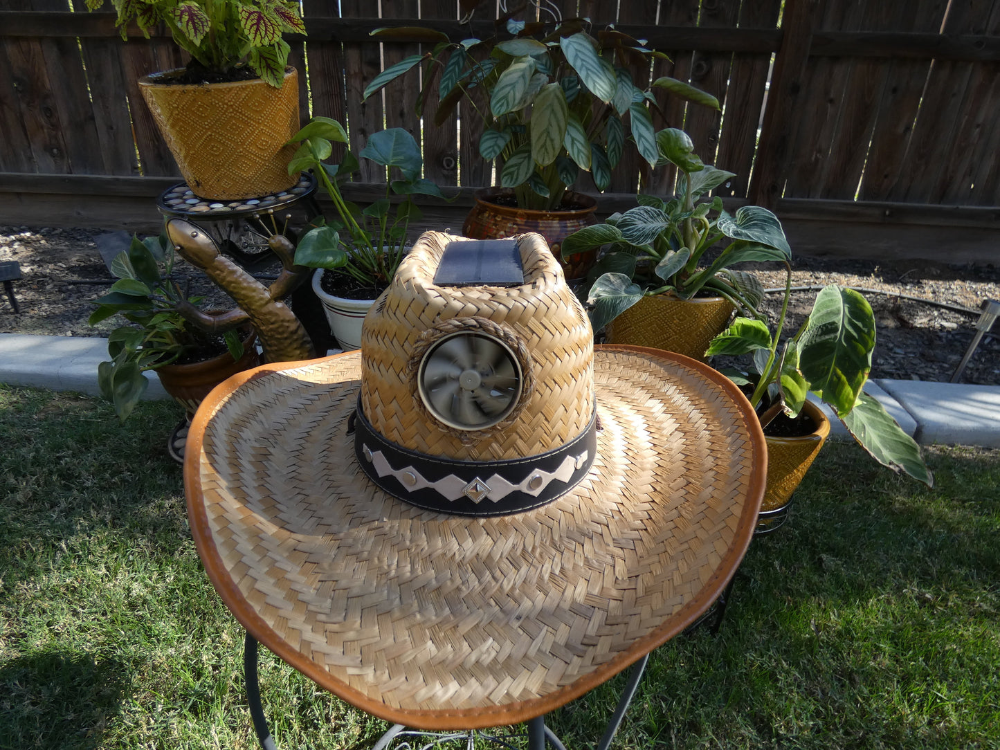Cowboy with Band Solar Hat - Sun Hat with Fan, Large