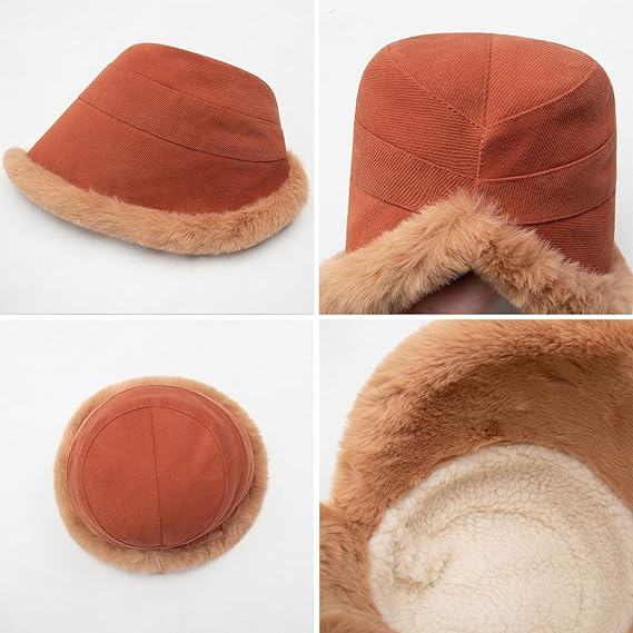 Extraordal Winter Plush Hat – Plus Velvet Thickened Fisherman Bucket Hat for Women