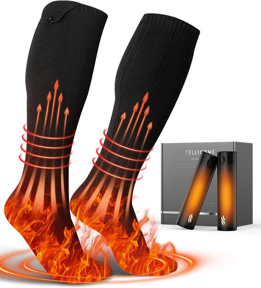 Wavmill Rechargeable Heated Set - Heated Socks and Hand Warmers for Men - 2 Packs 12000mAh Electric Foot Warmers - Gifts for Hunting, Fishing, Skiing and Outdoor - Christmas Stocking Stuffers