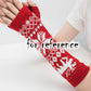 Womens Winter Warm Arm Sleeve Fingerless Thumb Hole Gloves Mittens Knitted Snowflake Arm Warmer, Red