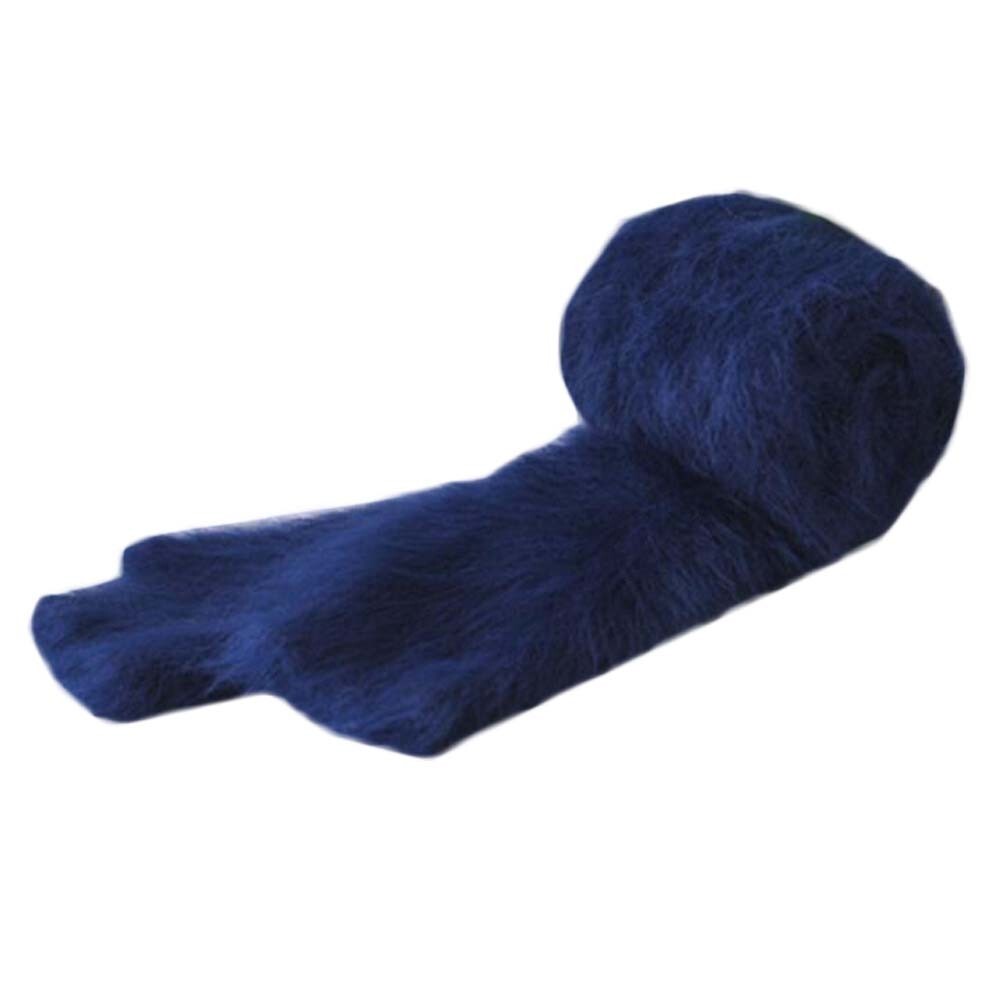 Blue Plush Women Winter Warm Arm Sleeve Knit Arm Warmer Long Fingerless Thumb Hole Mittens Gloves