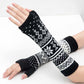 Black Winter Warm Arm Sleeve Thumb Hole Gloves Fingerless Mittens Knitted Snowflake Arm Warmer for Womens