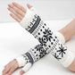 White and Black Winter Warm Arm Sleeve Fingerless Thumb Hole Gloves Mittens Knitted Snowflake Arm Warmer for Womens