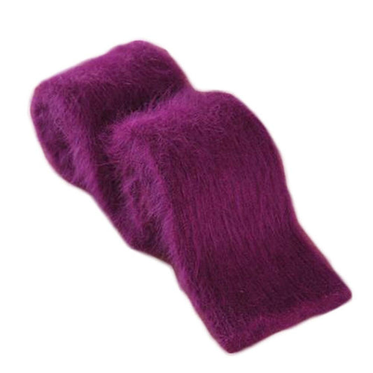 Purple Plush Women's Knit Arm Warmer Gloves Warm Arm Sleeve Long Fingerless Mittens with Thumb Hole