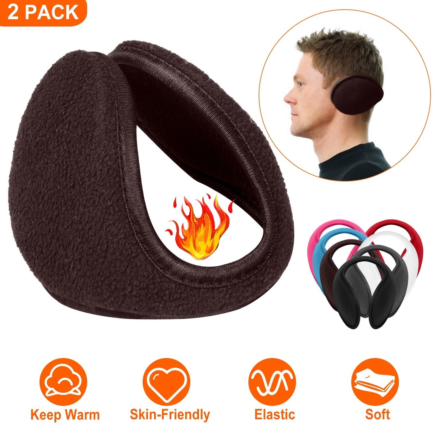 2-Piece Ear Warmers Set – Unisex Behind-the-Head Earmuffs for Winter Activities