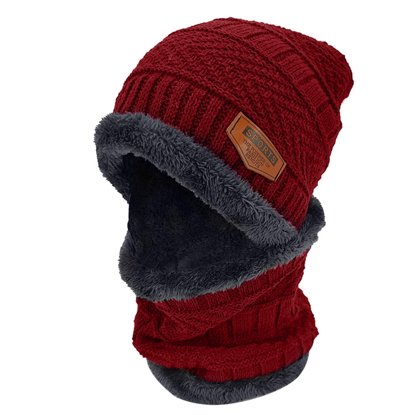 Winter Beanie Hat Scarf Set Unisex Warm Knitting Skull Cap Neck Warmer