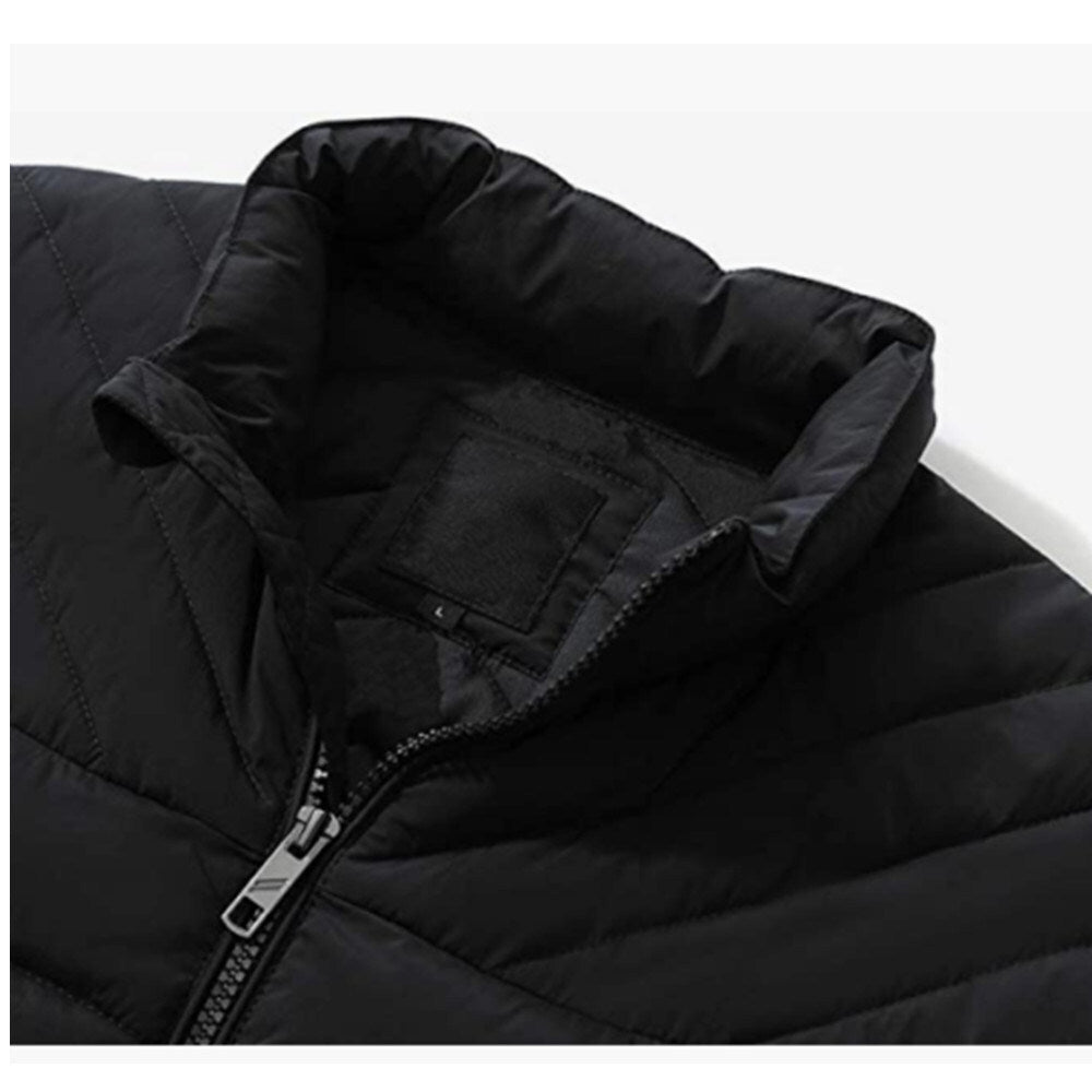 Men's Lightweight Winter Down Cotton Jackets Casual Puffer Jackets Black Coats