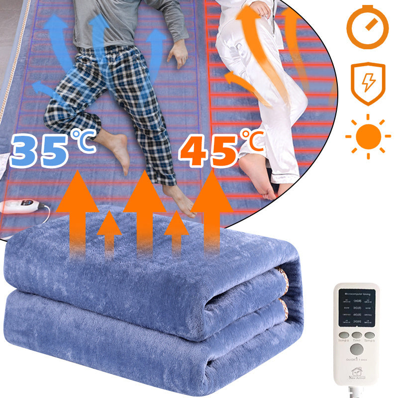 180cm Electric Heated Flannel Blanket – Thicker Double Body Warmer with Thermostat for Winter