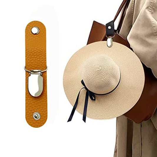 Leather Hat Holder Clip for Travel – Attach to Bags, Backpacks, or Luggage