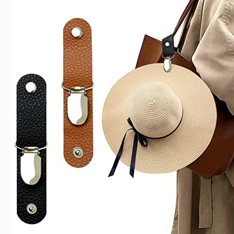 Leather Hat Holder Clip for Travel – Attach to Bags, Backpacks, or Luggage