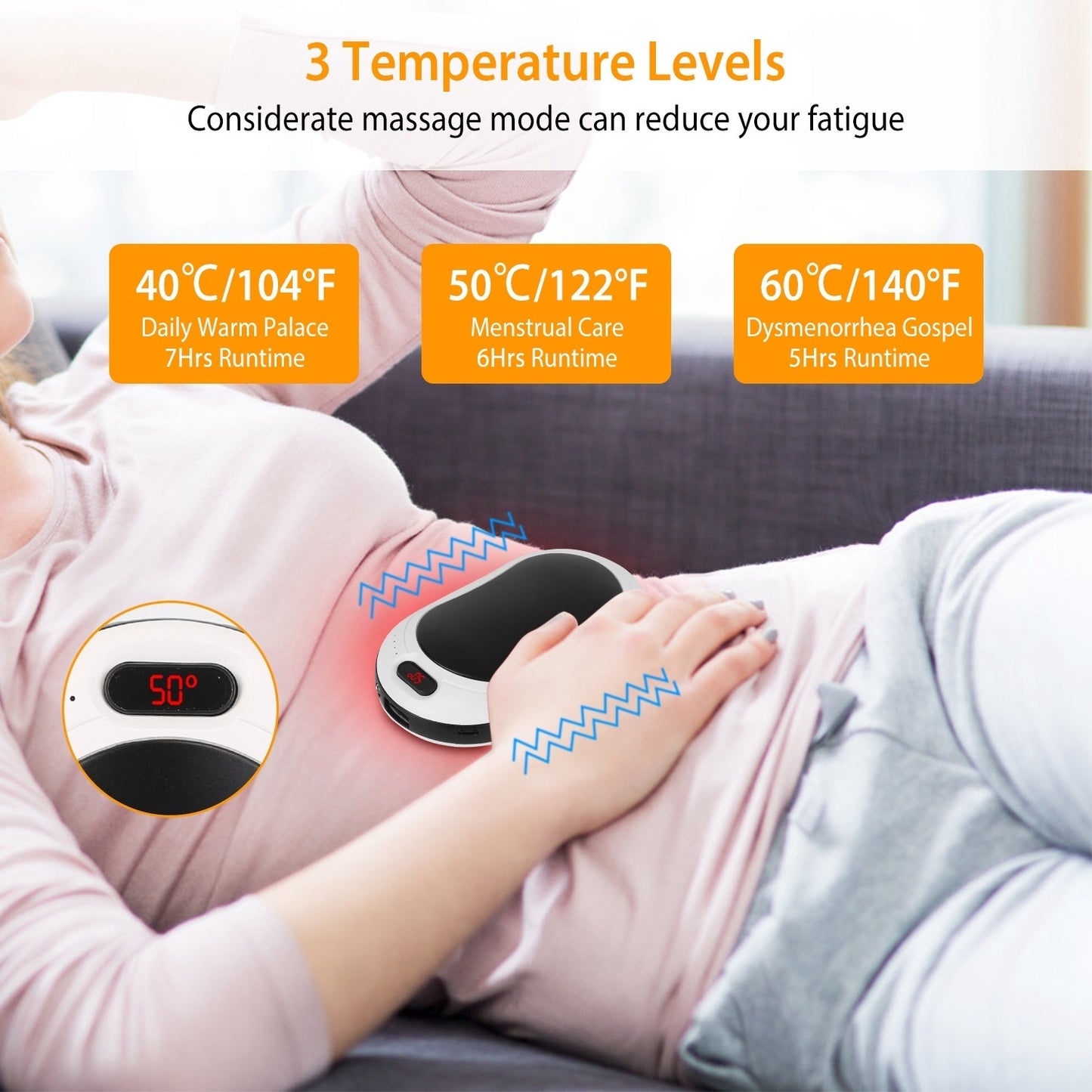 Portable Hand Warmer – 10,000mAh Power Bank with Double-Sided Heating & 3 Temperature Settings