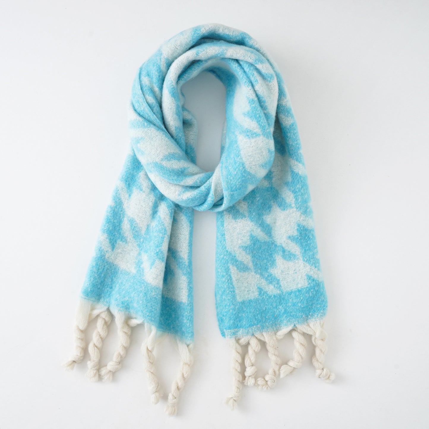 New houndstooth scarf women's winter Korean version of the trendy color warm color matching fringed scarf fashion