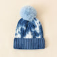 Hair ball knitted hat female ins tide hat tie-dye wool hat autumn and winter warm fashion simple hair ball head cap