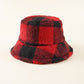 Plaid Lamb Velvet Fisherman Hat - Warm Plush Basin Hat for Women, Autumn and Winter Travel Style