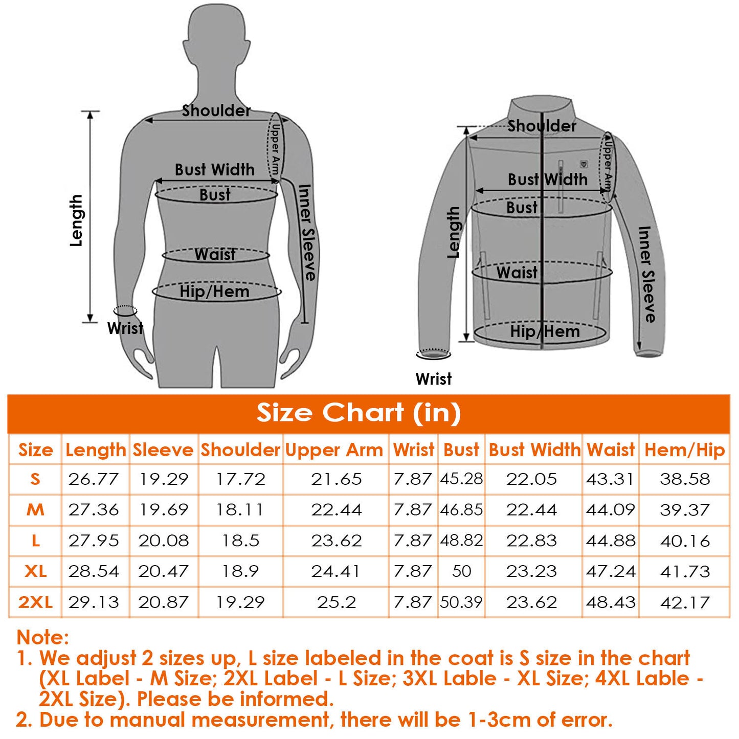 Heated Electric Jacket – Lightweight Winter Coat with 8 Heating Zones & 3-Heat Levels, Detachable Hood