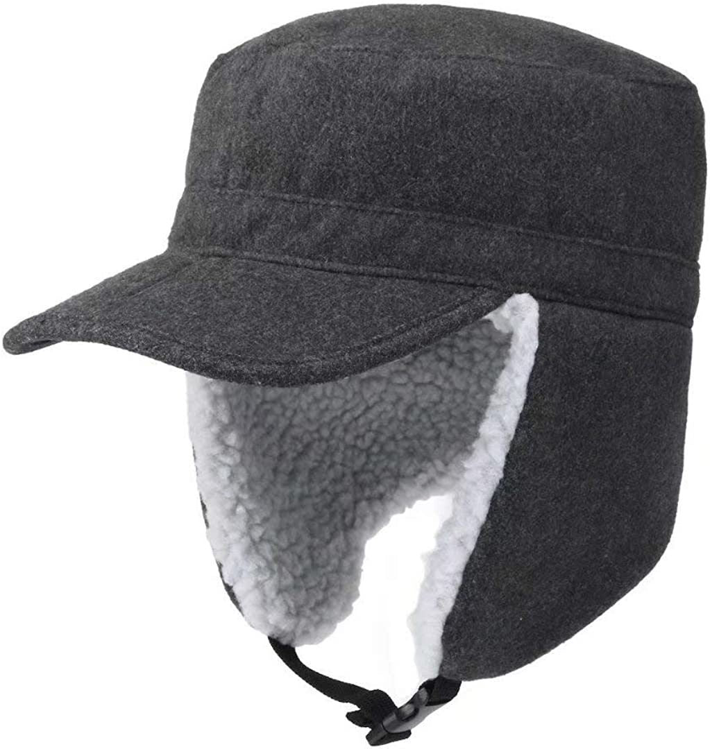 Home Prefer Men's Warm Trapper Hat - Winter Hat with Earflaps and Visor Military Style