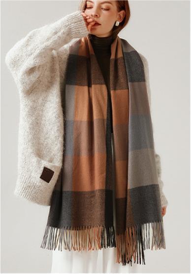 Autumn and winter 2021 warm cashmere tassel shawl plaid star scarf Runge temperament long scarf