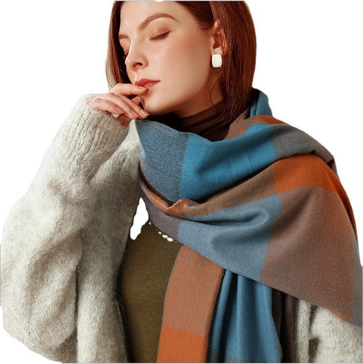 Autumn and winter 2021 warm cashmere tassel shawl plaid star scarf Runge temperament long scarf