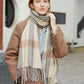 Autumn and winter new plaid scarf; cashmere tassel; lengthening; warm keeping; fashion; simple shawl; scarf; factory wholesale