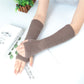 Long Fingerless Gloves Women's Mitten Winter Arm Warmer Knitted Arm Sleeve Fine Casual Soft Girls Goth Clothes Punk Gothic Glove