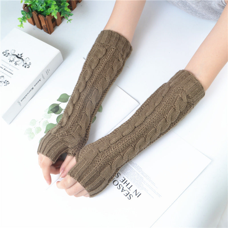 Long Fingerless Gloves Women's Mitten Winter Arm Warmer Knitted Arm Sleeve Fine Casual Soft Girls Goth Clothes Punk Gothic Glove