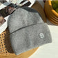 2022 Winter Knitted Hat Ladies Rabbit Fur Beanies Women Outdoor Shopping Warm Winter Hat Fashion Letter M Solid Color Hat Soft