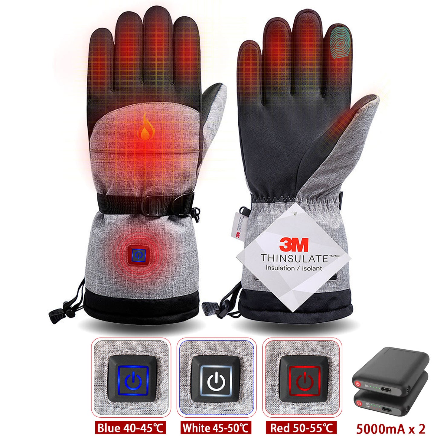 Winter Electric Heated Gloves – 3M Cotton Thermal Hand Warmers, Waterproof for Skiing, Cycling, & Outdoor Activities