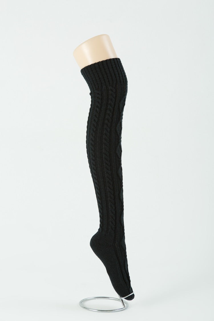 Knitted Over-Knee Wool Leg Warmers – Cozy Indoor Knee Pads & Double Diamond Floor Socks