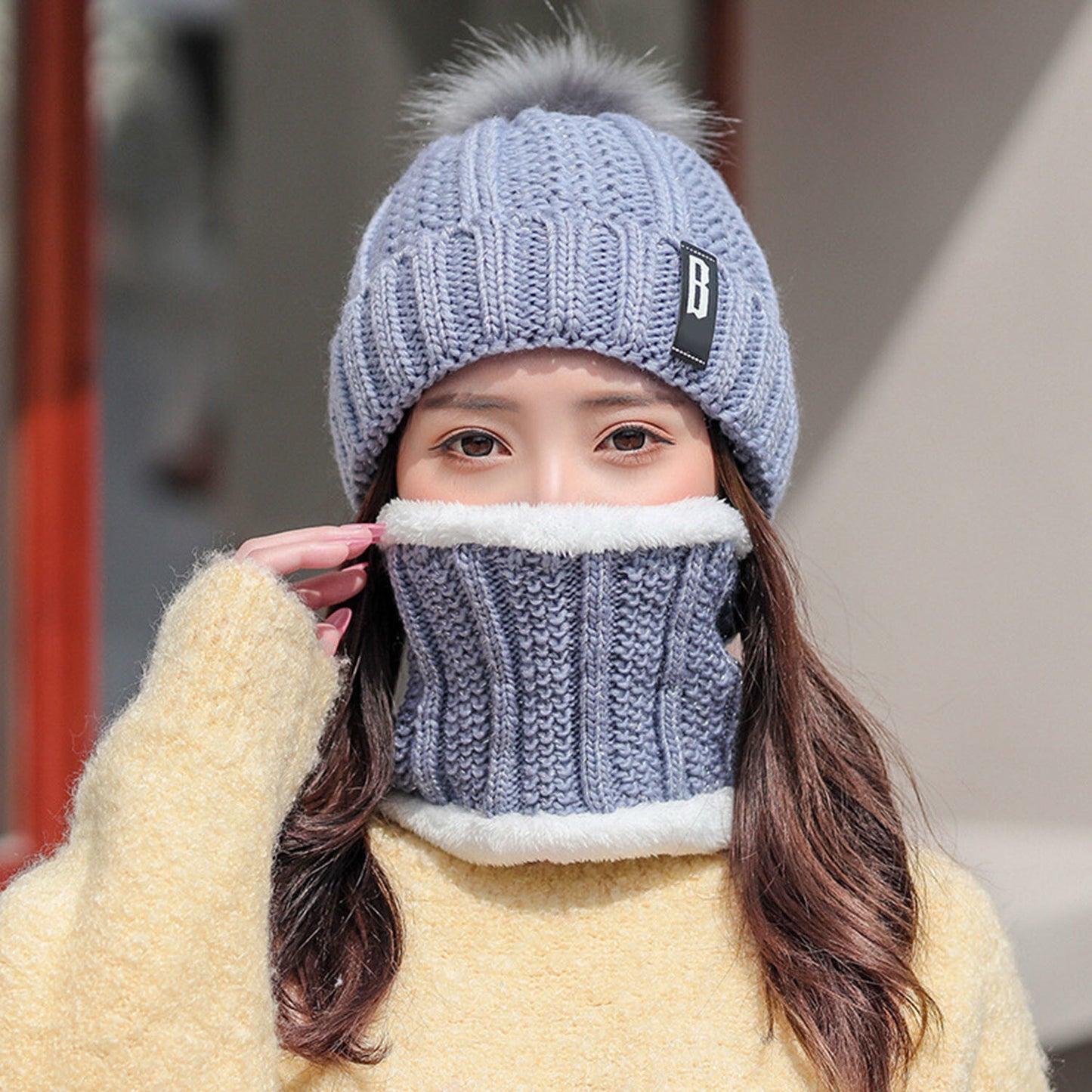 Women's Winter Beanie and Scarf Set - Warm Knitted Skull Cap