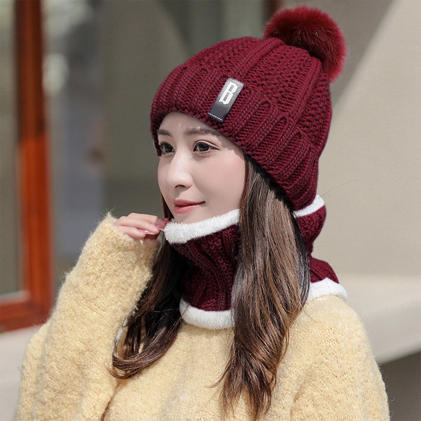 Women's Winter Beanie and Scarf Set - Warm Knitted Skull Cap