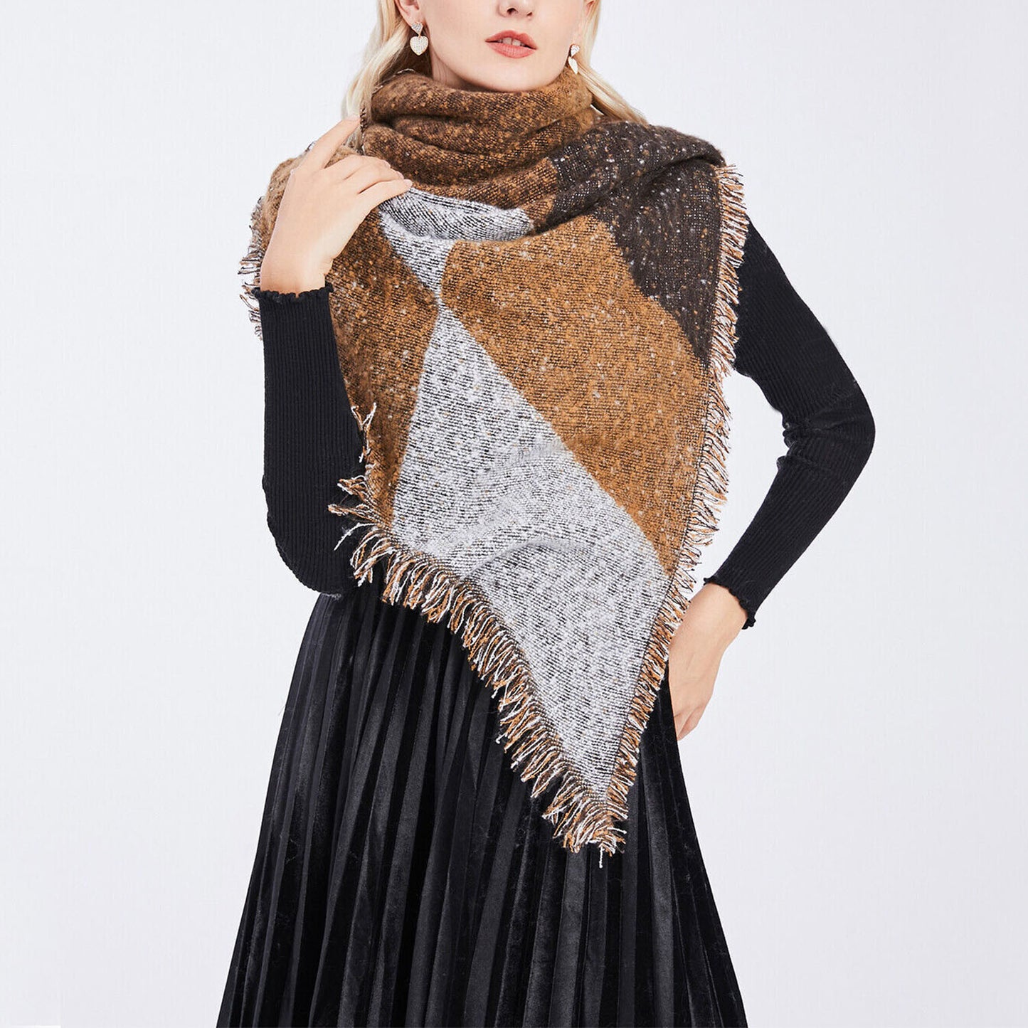 Soft Knitted Winter Scarf for Women – Cozy Long Shawl, 74.8" x 25.6"