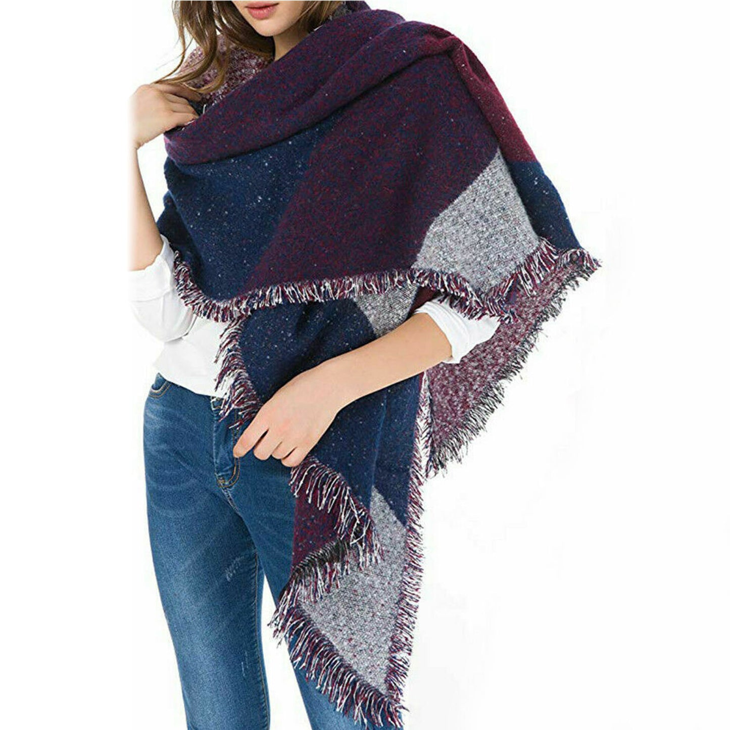 Soft Knitted Winter Scarf for Women – Cozy Long Shawl, 74.8" x 25.6"