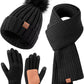 Women's Winter Beanie, Scarf, and Gloves Set - Pom Pom Hat, Long Scarf, Neck Warmer, Touchscreen Gloves (3-in-1)