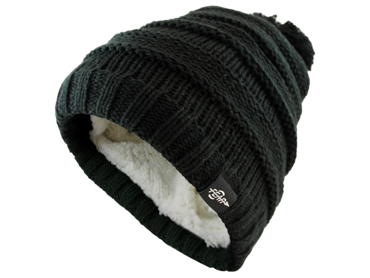 Fear0 NJ Warmest Plush Insulated Black Knit Cable Toddler/Girls/Kids Beanie Hat